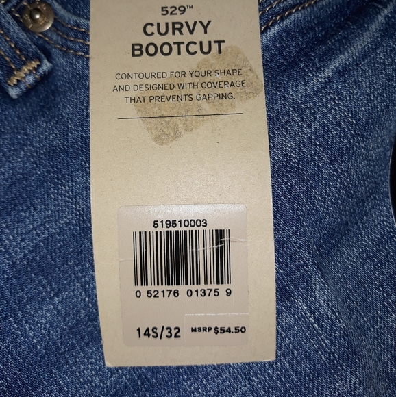 NWT Levis 529 Curvy Boot Cut Denim Blue Jeans 14 - Picture 4 of 4